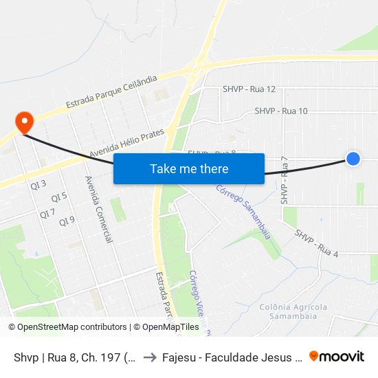 Shvp | Rua 8, Ch. 197 (Tl Veículos) to Fajesu - Faculdade Jesus Maria E José map