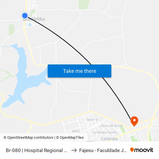 Br-080 | Hospital Regional De Brazlândia «Oposto» to Fajesu - Faculdade Jesus Maria E José map