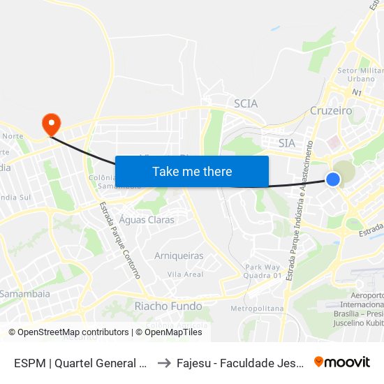 ESPM | Quartel General da Polícia Militar to Fajesu - Faculdade Jesus Maria E José map