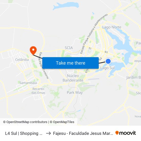 L4 Sul | Shopping Pier 21 to Fajesu - Faculdade Jesus Maria E José map