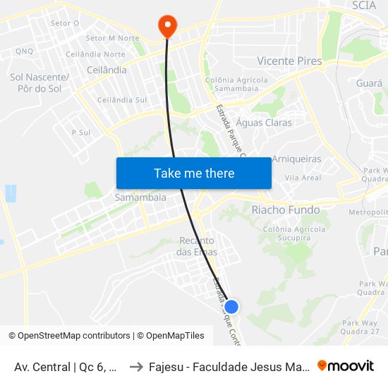 Av. Central | Qc 6, Conj. 24 to Fajesu - Faculdade Jesus Maria E José map