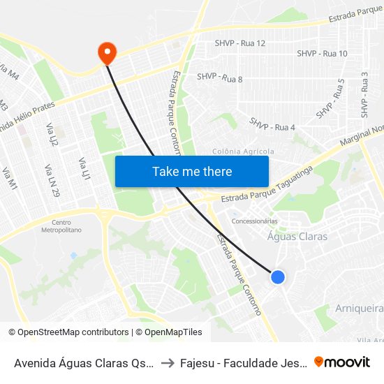 Avenida Águas Claras Qs 5 Rua 400, 2-286 to Fajesu - Faculdade Jesus Maria E José map