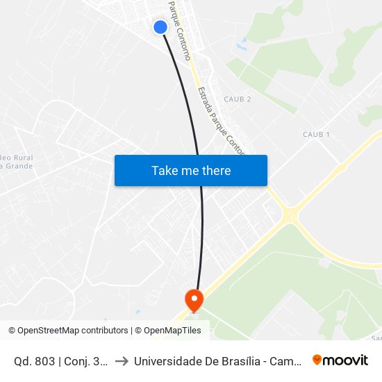 Qd. 803 | Conj. 3 «Volta« to Universidade De Brasília - Campus Do Gama map