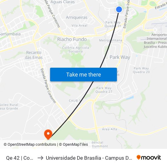 Qe 42 | Conj. S to Universidade De Brasília - Campus Do Gama map