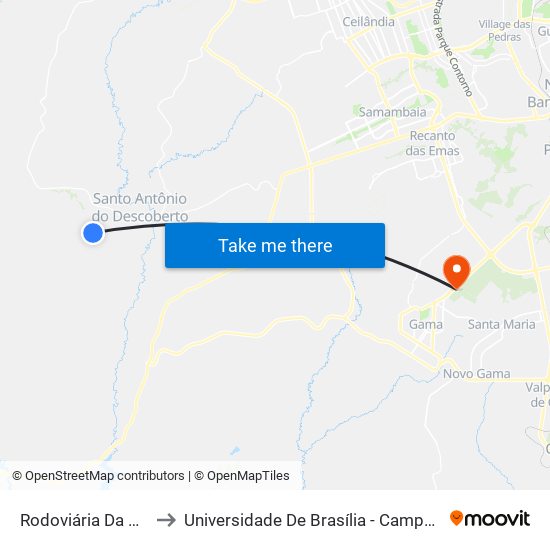 Rodoviária Da Queiroz to Universidade De Brasília - Campus Do Gama map