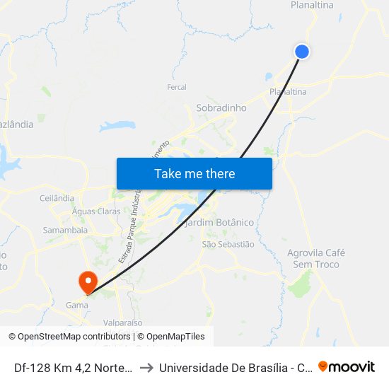 Df-128 Km 4,2 Norte | N.R Monjolo to Universidade De Brasília - Campus Do Gama map