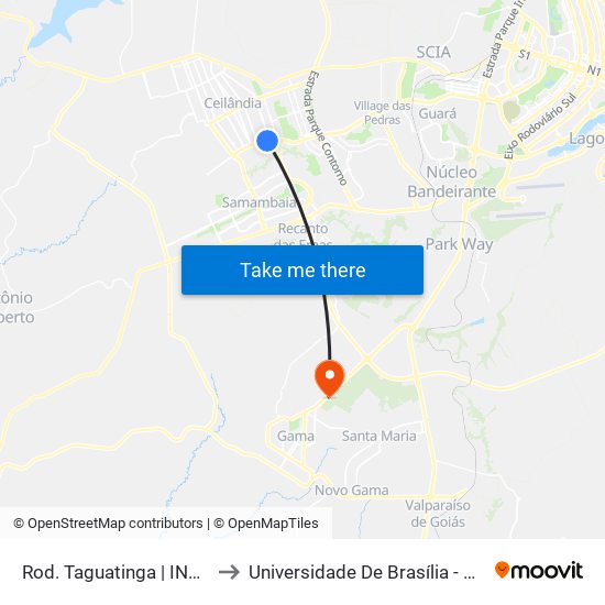 Rod. Taguatinga | INTERESTADUAL to Universidade De Brasília - Campus Do Gama map