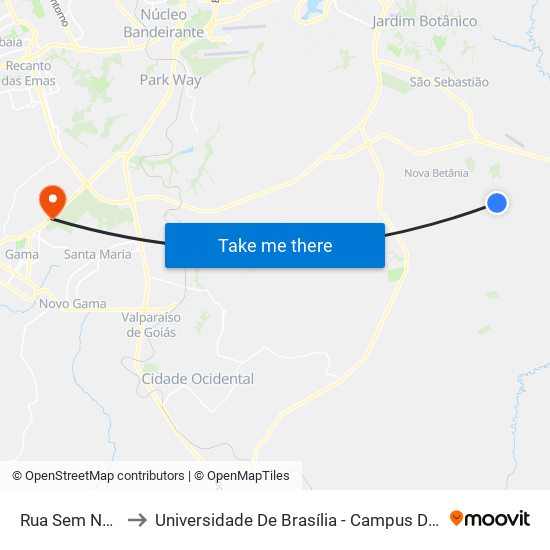 Rua Sem Nome to Universidade De Brasília - Campus Do Gama map