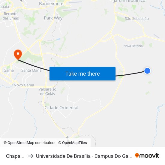 Chapada to Universidade De Brasília - Campus Do Gama map