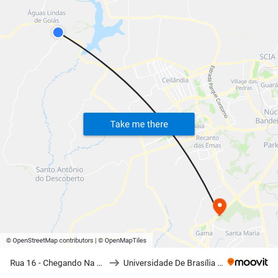 Rua 16 - Chegando Na Marginal Da Br 070 to Universidade De Brasília - Campus Do Gama map