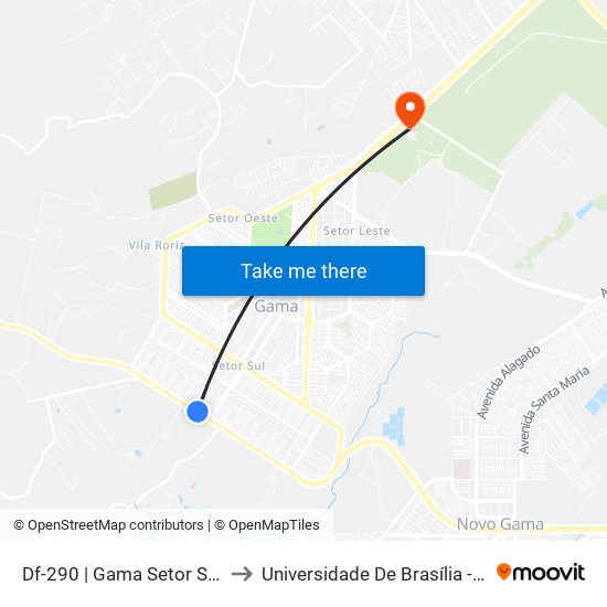 Df-290 | Gama Setor Sul, Cl 8 «Oposto» to Universidade De Brasília - Campus Do Gama map