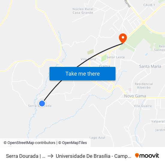 Serra Dourada | Qd. 22 to Universidade De Brasília - Campus Do Gama map