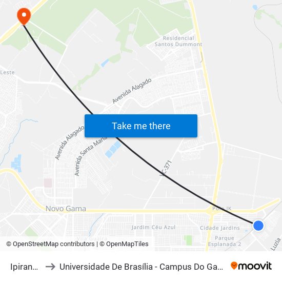 Ipiranga to Universidade De Brasília - Campus Do Gama map