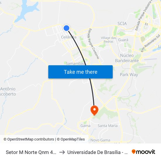 Setor M Norte Qnm 42 Conjunto E, 6 to Universidade De Brasília - Campus Do Gama map