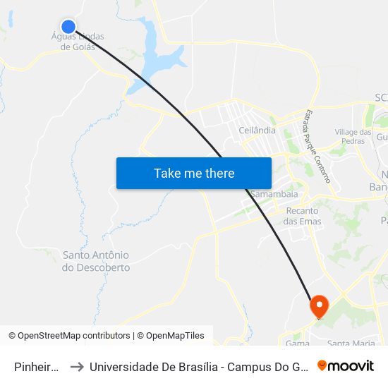 Pinheiro 2 to Universidade De Brasília - Campus Do Gama map