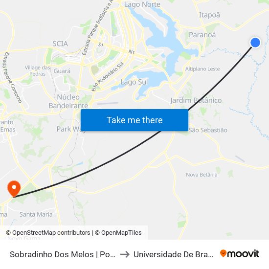 Sobradinho Dos Melos | Ponto 15 (Pizz. Fonte Do Sabor) to Universidade De Brasília - Campus Do Gama map