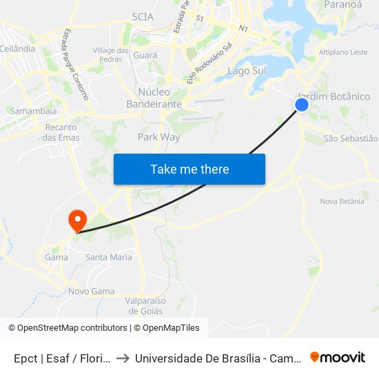 Epct | Esaf / Floriculturas to Universidade De Brasília - Campus Do Gama map