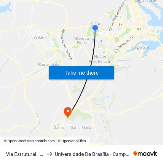 Via Estrutural | Ambev to Universidade De Brasília - Campus Do Gama map