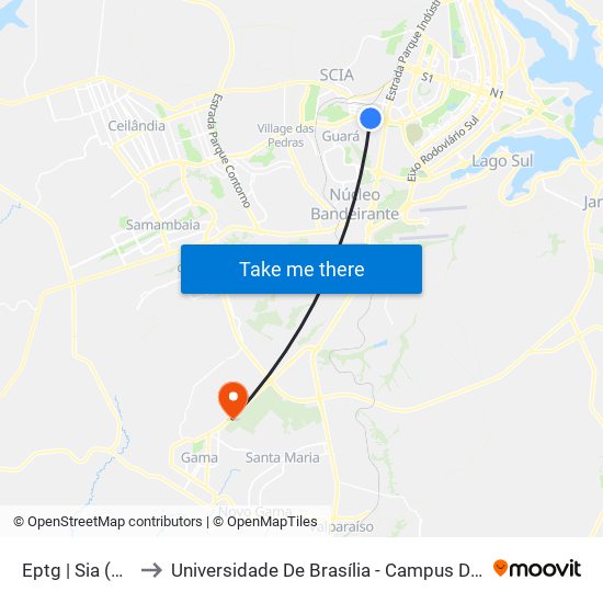 Eptg | Sia (Ceb) to Universidade De Brasília - Campus Do Gama map