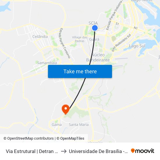 Via Estrutural | Detran / Cid. Automóvel to Universidade De Brasília - Campus Do Gama map