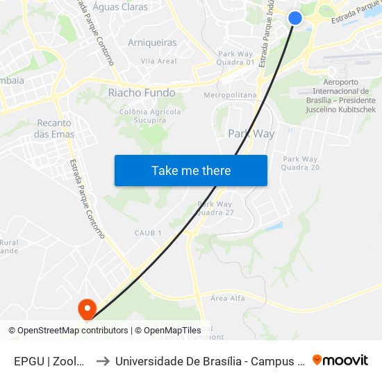 EPGU | Zoológico to Universidade De Brasília - Campus Do Gama map