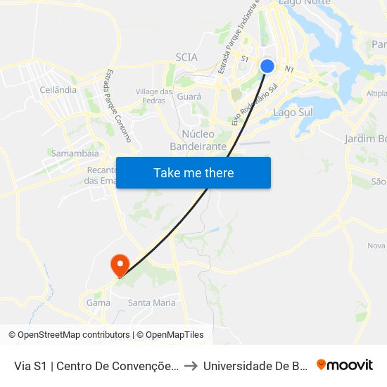 Via S1 | Centro De Convenções / Estádio / Ginásio / Clube Do Choro to Universidade De Brasília - Campus Do Gama map