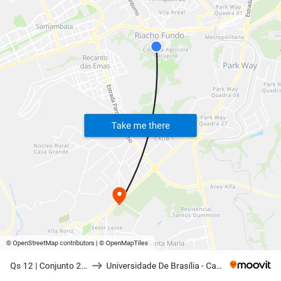 Qs 12 | Conjunto 2b (29ª Dp) to Universidade De Brasília - Campus Do Gama map