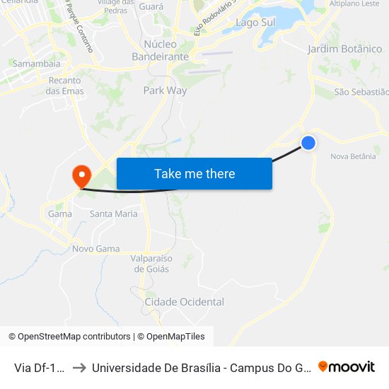 Via Df-140 to Universidade De Brasília - Campus Do Gama map