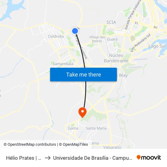 Hélio Prates | Qng 2 to Universidade De Brasília - Campus Do Gama map