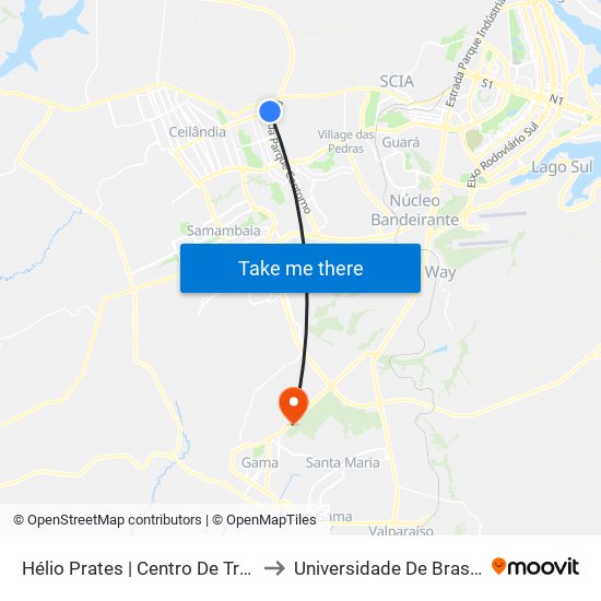 Hélio Prates | Centro De Treinamento Da Polícia Militar to Universidade De Brasília - Campus Do Gama map