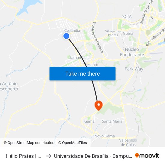 Hélio Prates | Qnn 18 to Universidade De Brasília - Campus Do Gama map