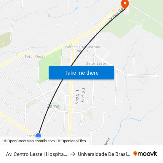Av. Centro Leste | Hospital Regional Do Gama (Brb) to Universidade De Brasília - Campus Do Gama map