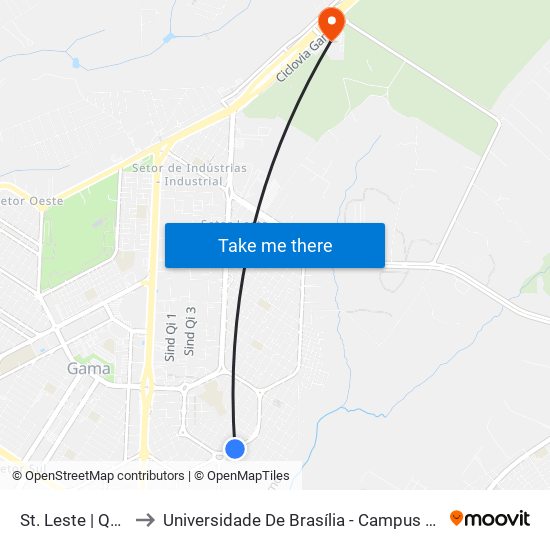 St. Leste | Qd. 27 to Universidade De Brasília - Campus Do Gama map