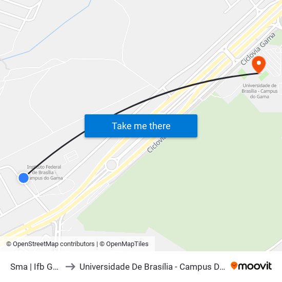 Sma | Ifb Gama to Universidade De Brasília - Campus Do Gama map