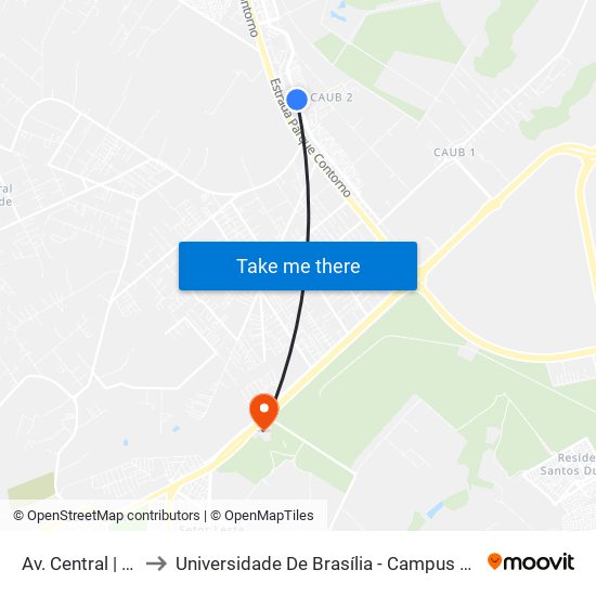 Av. Central | Qs 7 to Universidade De Brasília - Campus Do Gama map