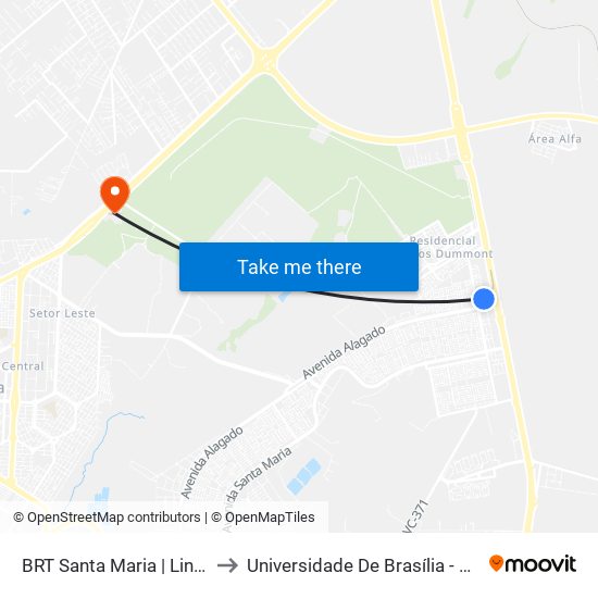 BRT Santa Maria | Linhas Circulares to Universidade De Brasília - Campus Do Gama map