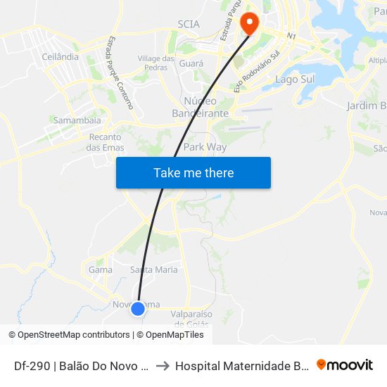 Df-290 | Balão Do Novo Gama to Hospital Maternidade Brasília map