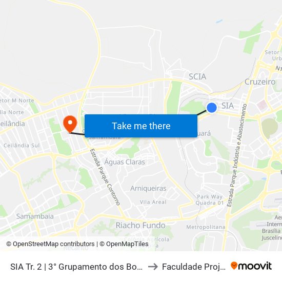 Sia Trecho 2 | 3° Grupamento Dos Bombeiros to Faculdade Projeção map