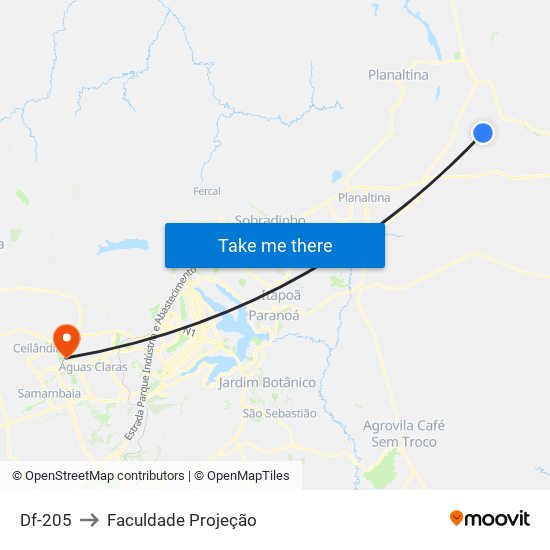 Df-205 to Faculdade Projeção map