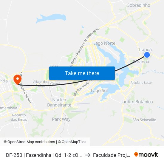 DF-250 | Fazendinha | Qd. 1-2 «Oposto» to Faculdade Projeção map