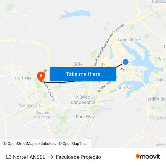L3 Norte | ANEEL to Faculdade Projeção map