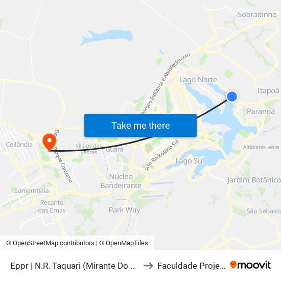 Eppr | N.R. Taquari (Mirante Do Casal) to Faculdade Projeção map