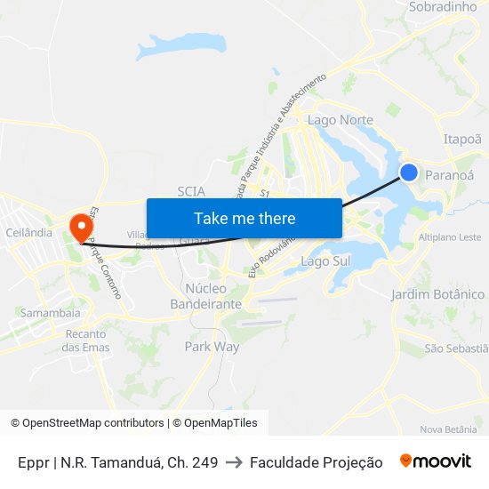 Eppr | N.R. Tamanduá, Ch. 249 to Faculdade Projeção map