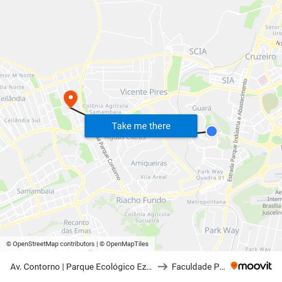 Av. Contorno | Parque Ecológico Ezechias Heringuer to Faculdade Projeção map