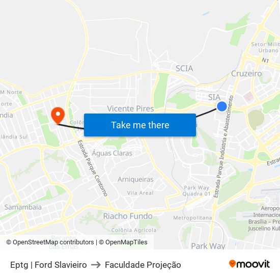 Eptg | Ford Slavieiro to Faculdade Projeção map