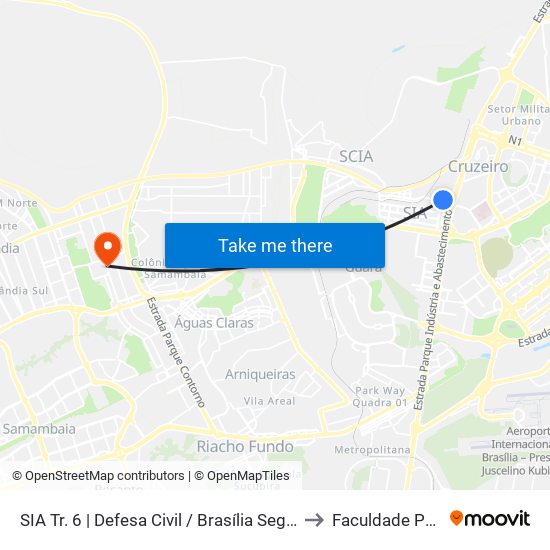 SIA Tr. 6 to Faculdade Projeção map