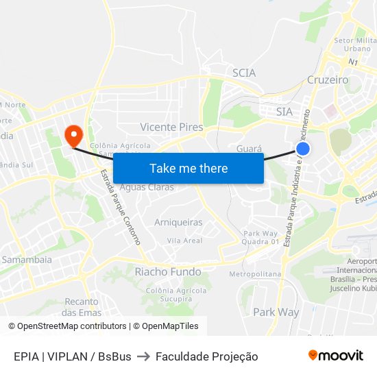 EPIA | VIPLAN / BsBus to Faculdade Projeção map