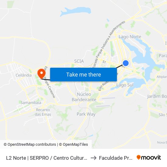 L2 Norte | SERPRO / Centro Cultural de Brasília to Faculdade Projeção map