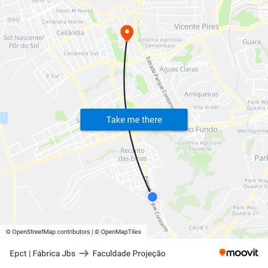 Epct | Fábrica Jbs to Faculdade Projeção map