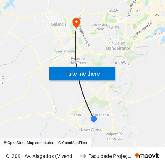 Cl 209 - Av. Alagados (Vivendas) to Faculdade Projeção map